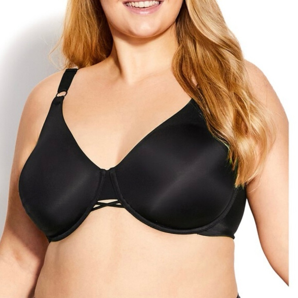 Avenue Body Perfect Back Smoother Bra Black 44D Black Underwire New NWT Everyday